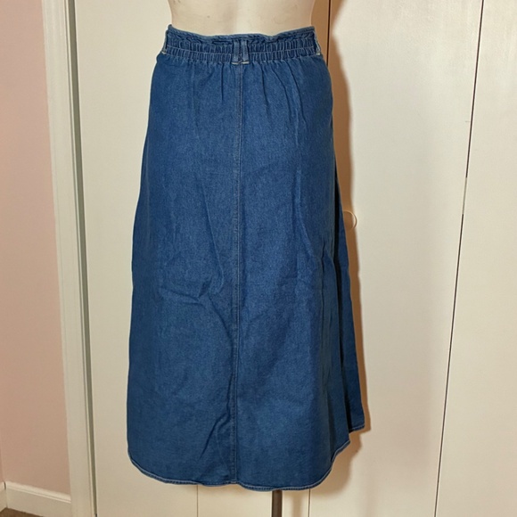 Vintage 1970-80 Koret Blue Denim Skirt Size 10 Unique Button Front Maxi Skirt - Picture 5 of 8